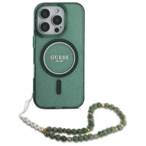 Kup Guess GUHMP16XHGCRELSA Apple iPhone 16 Pro Max husă dură IML Glitter cu curea din perlă MagSafe verde - GUE4164 - {ean13} - Sklep Home Screen