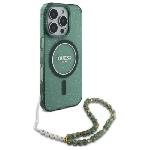 Kup Etui Guess GUHMP16XHGCRELSA Apple iPhone 16 Pro Max hardcase hardcase IML Glitter With Pearl Strap MagSafe zielony/green - GUE4164 - {ean13} - Sklep Home Screen