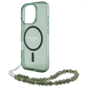 Kup Guess GUHMP16XHGCRELSA Apple iPhone 16 Pro Max husă dură IML Glitter cu curea din perlă MagSafe verde - GUE4164 - {ean13} - Sklep Home Screen