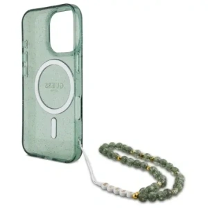 Kup Guess GUHMP16XHGCRELSA Apple iPhone 16 Pro Max husă dură IML Glitter cu curea din perlă MagSafe verde - GUE4164 - {ean13} - Sklep Home Screen