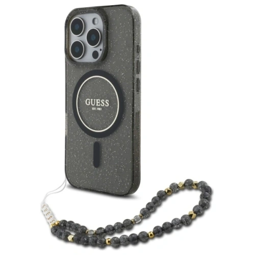 Kup Guess GUHMP16XHGCRELSK Apple iPhone 16 Pro Max kemény tok IML csillogó gyöngyszalaggal MagSafe fekete - GUE4165 - {ean13} - Sklep Home Screen