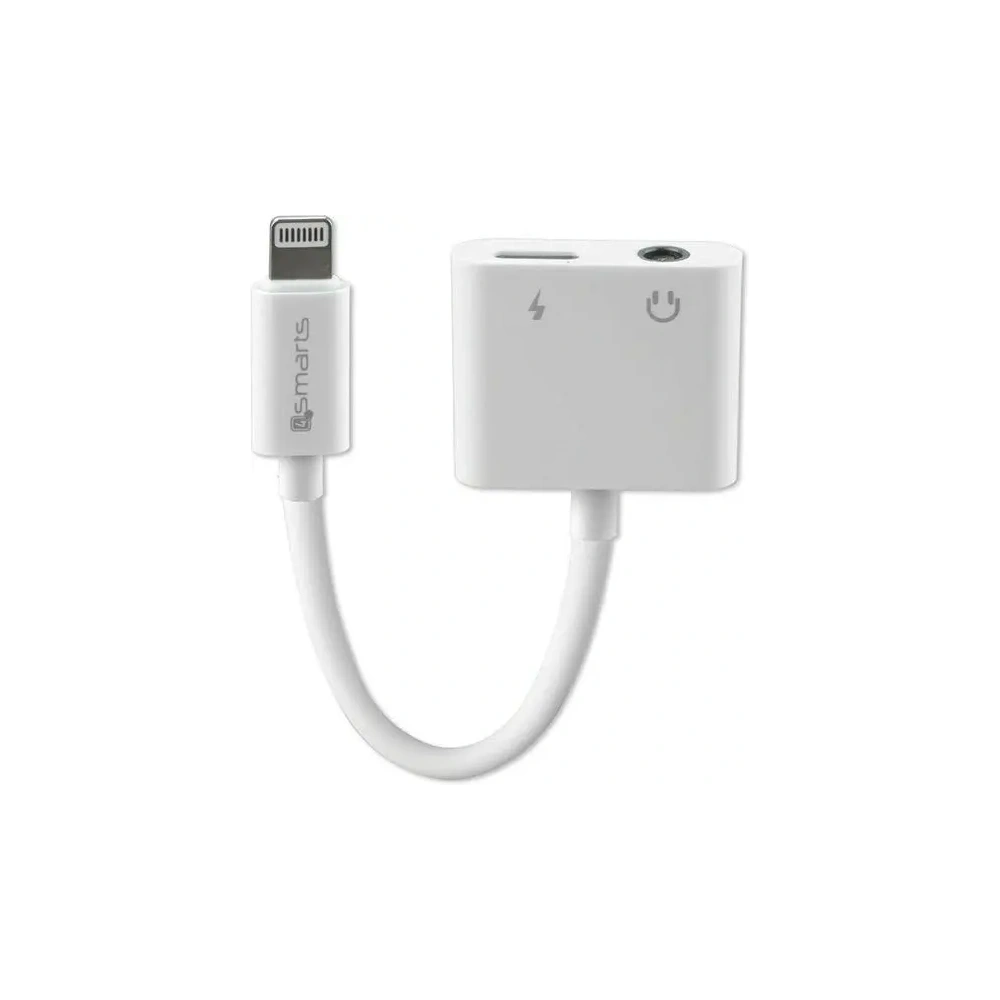 Kabel 4smarts Splitter Lightning / Lightning, 3.5mm AUX biały/white