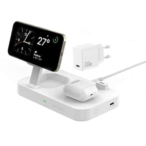 Kup 4smarts QI2 Trident 2-in-1 încărcător wireless USB-C cu încărcător de rețea de 30W, alb - 4SMR19 - {ean13} - Sklep Home Screen