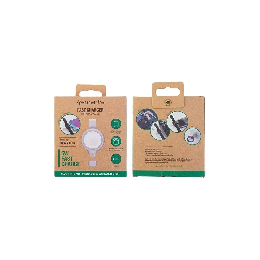 Ładowarka bezprzewodowa 4smarts MFI Fast Charger do Apple Watch srebrna/silver
