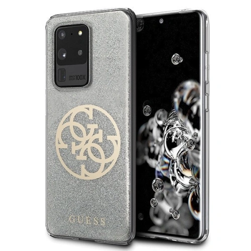 Kup Guess Samsung Case GUHCS69PCUGLLG Galaxy S20 Ultra hellgrau/hellgrau Hartschalenetui Glitter 4G Circle Logo - GUE365GRY - {ean13} - Sklep Home Screen
