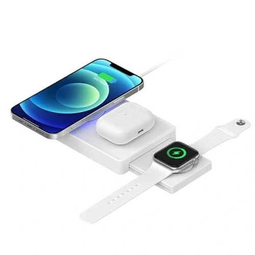 Kup 4smarts UltiMag 3-in-1 încărcător wireless pentru Apple iPhone, Apple Watch, Airpods 20W alb - 4SMR21 - {ean13} - Sklep Home Screen