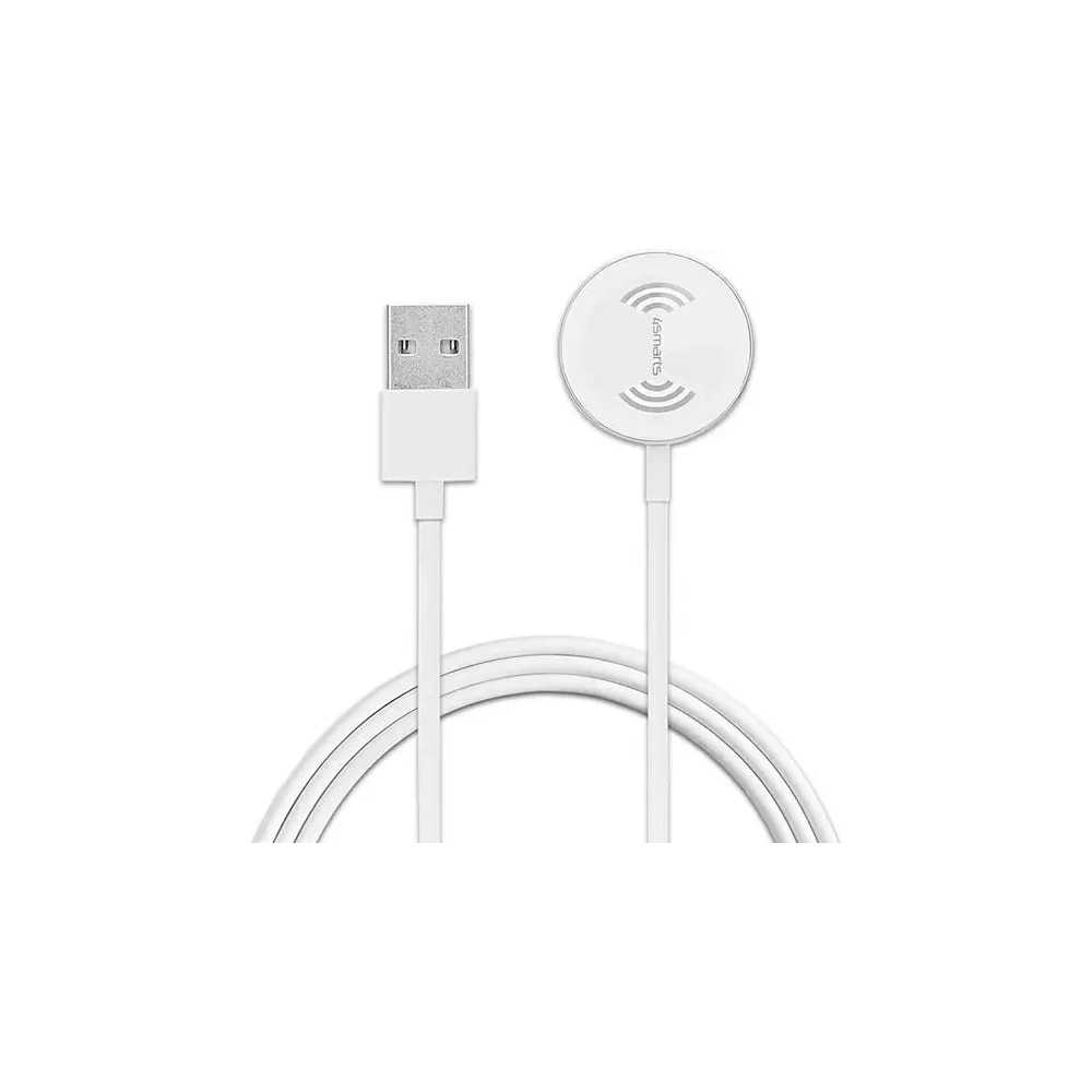 Ładowarka bezprzewodowa 4smarts VoltBeam Mini do Apple Watch 1-8/SE z kablem 1m USB-A 2.5W biały/white