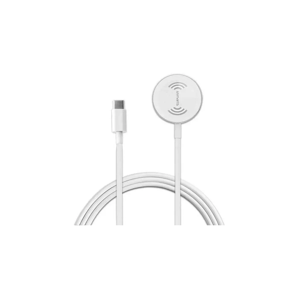 Ładowarka bezprzewodowa 4smarts VoltBeam Mini do Apple Watch 1-8/SE z kablem 1m USB-C 2.5W biały/white