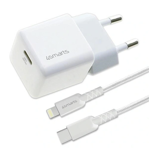 Buy 4smarts mains charger + MFI cable VoltPlug PD 30W GaN USB-C/Lightning 1.5m white - 4SMR27 - {ean13} - Home Screen Store Europe