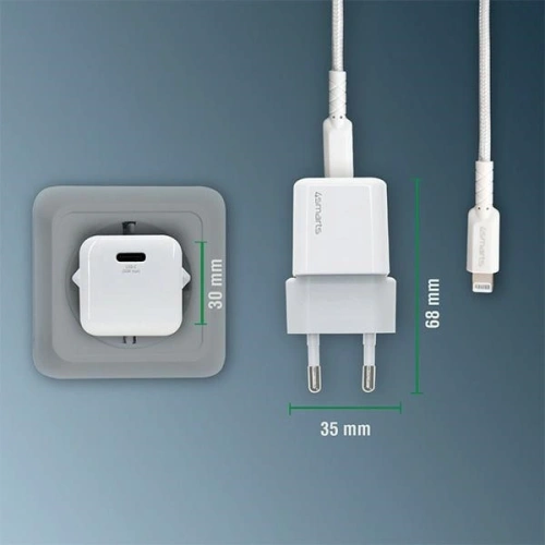 Buy 4smarts mains charger + MFI cable VoltPlug PD 30W GaN USB-C/Lightning 1.5m white - 4SMR27 - {ean13} - Home Screen Store Europe