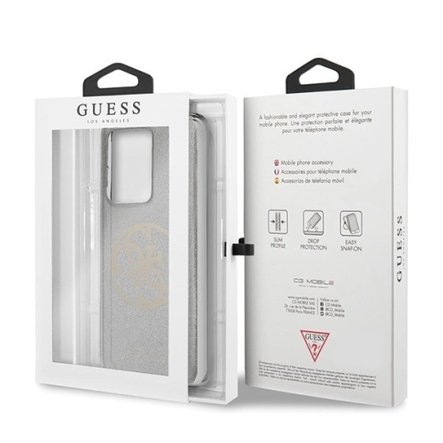 Kup Guess Samsung Case GUHCS69PCUGLLG Galaxy S20 Ultra hellgrau/hellgrau Hartschalenetui Glitter 4G Circle Logo - GUE365GRY - {ean13} - Sklep Home Screen