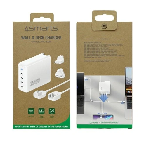 Kup Încărcător de rețea 4smarts 200W GaN Flex Pro cu 4xUSB-C, alb - 4SMR28 - {ean13} - Sklep Home Screen