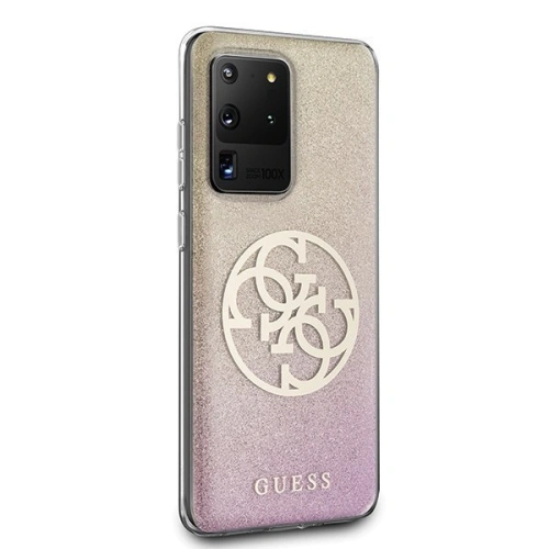 Buy Guess GUHCS69PCUGLPGG S20 Ultra G988 gold pink hard case Glitter Gradient 4G Circle - GUE366RS - {ean13} - Home Screen Store Europe