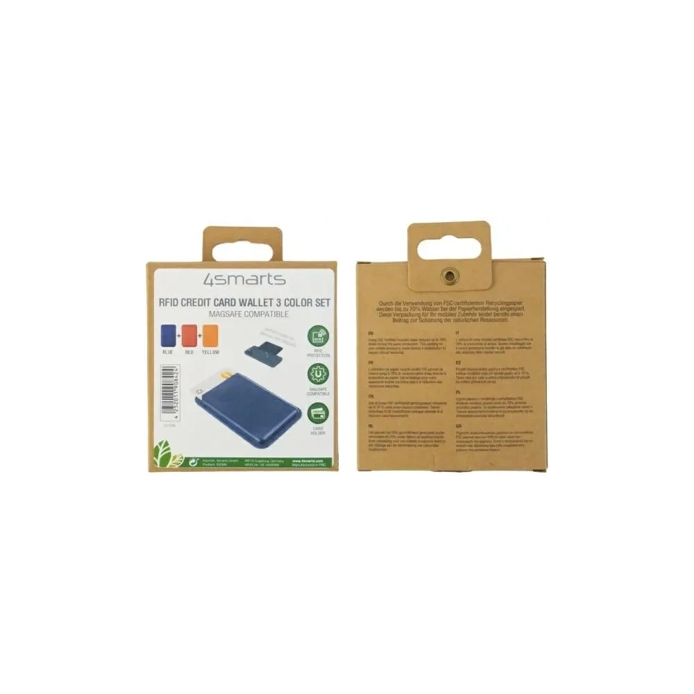 Etui na karty i dokumenty 4smarts Wallet Magnetic Case RFID MagCase blue + red +yellow