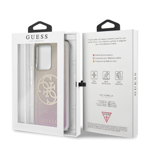 Buy Guess GUHCS69PCUGLPGG S20 Ultra G988 gold pink hard case Glitter Gradient 4G Circle - GUE366RS - {ean13} - Home Screen Store Europe