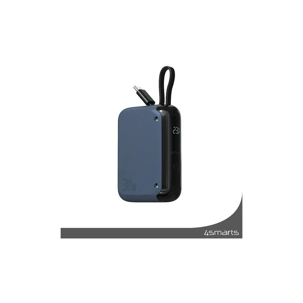 Powerbank 4smarts Pocket 10000mAh 30W z wbudowanym kablem USB-C 15cm space blue