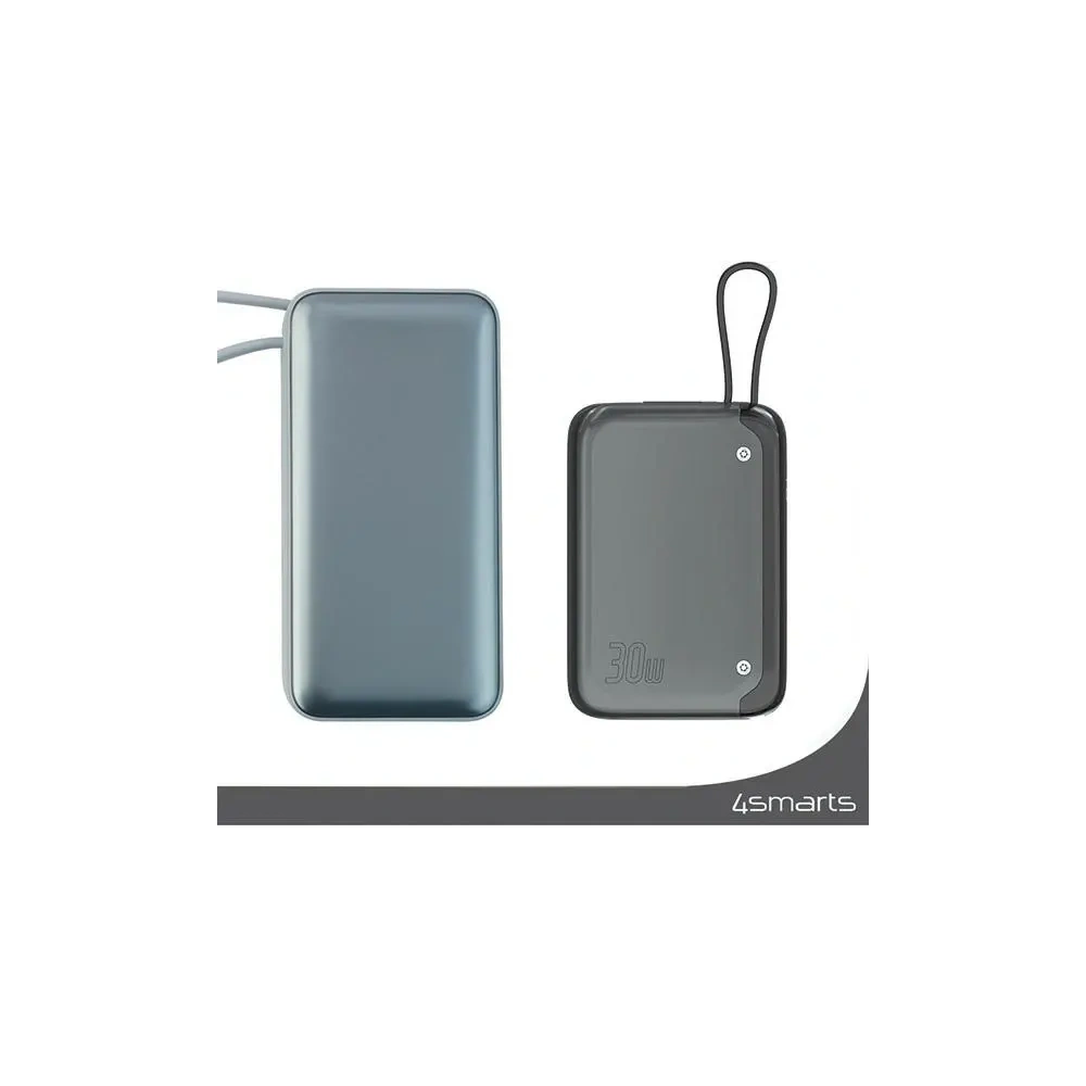 Powerbank 4smarts Pocket 10000mAh 30W z wbudowanym kablem USB-C 15cm space blue