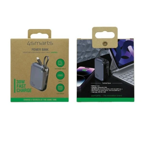 Kup Powerbank 4smarts Pocket 10000mAh 30W z wbudowanym kablem USB-C 15cm space blue - 4SMR38 - {ean13} - Sklep Home Screen