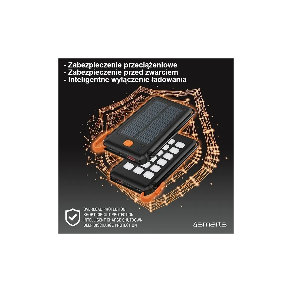 Powerbank solarny 4smarts TitanPack Flex 10000mAh black/orange