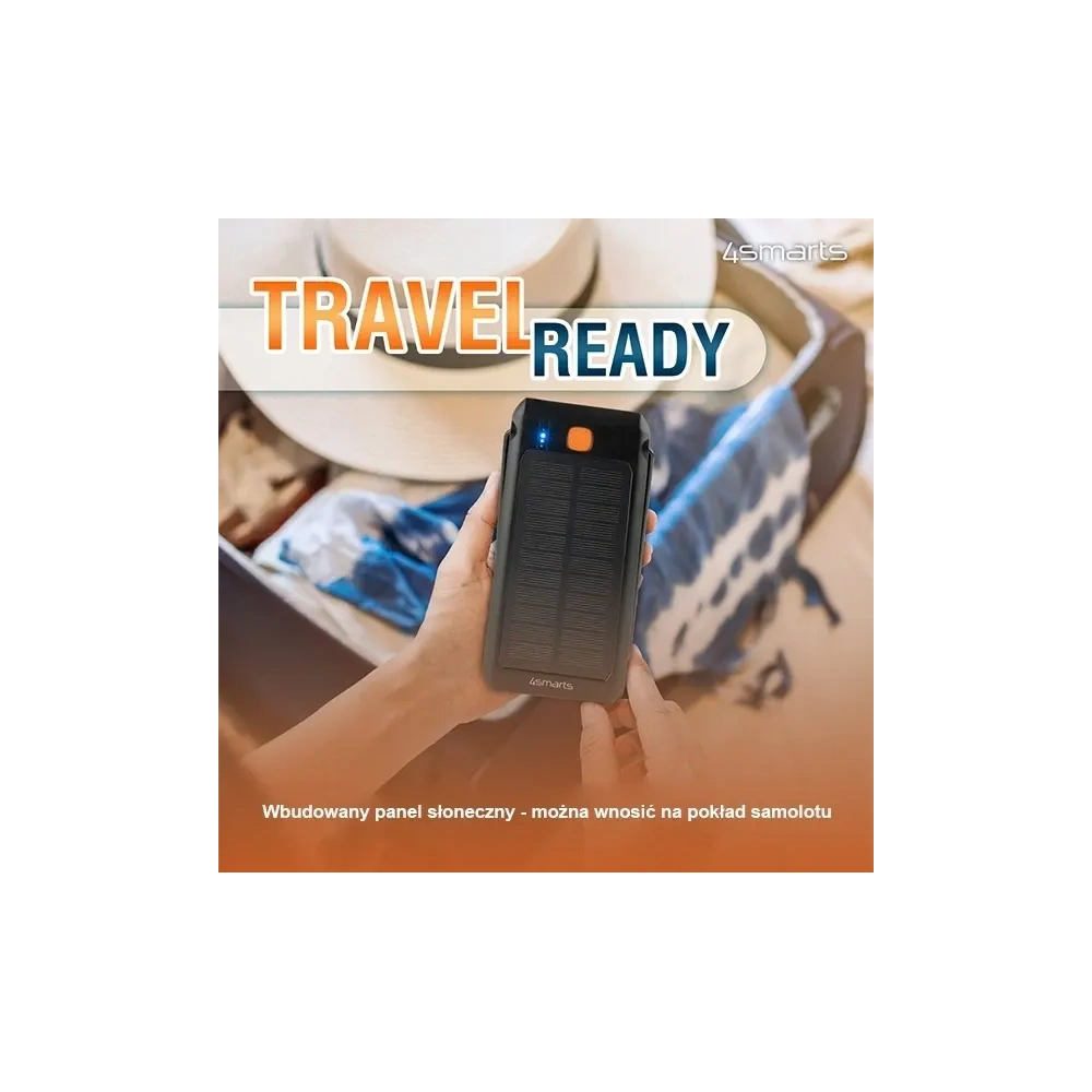 Powerbank solarny 4smarts TitanPack Flex 10000mAh black/orange