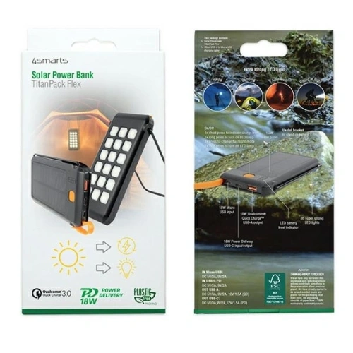 Kup 4smarts TitanPack Flex 10000mAh napelemes powerbank fekete/narancs - 4SMR39 - {ean13} - Sklep Home Screen