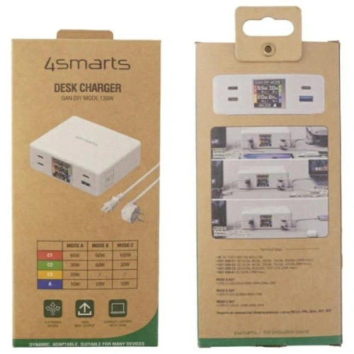 Kup Stacja ładująca 4smarts 130W GaN DIY Mode biała/white - 4SMR48 - {ean13} - Sklep Home Screen