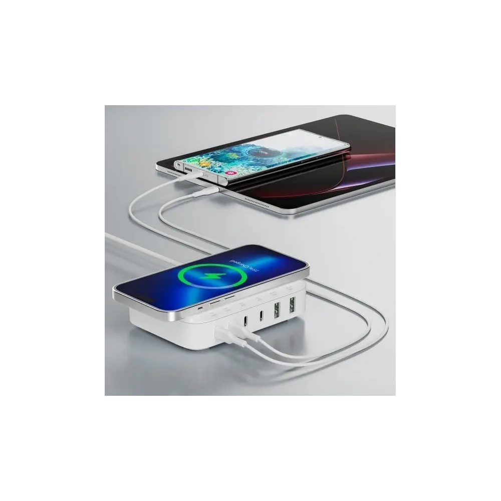 Stacja ładująca 7w1 4smarts 100W z ładowaniem bezprzewodowym biały/white