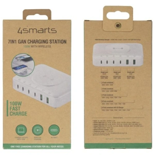 Kup 4smarts töltőállomás 7 az 1-ben 100W vezeték nélküli töltéssel, fehér - 4SMR49 - {ean13} - Sklep Home Screen