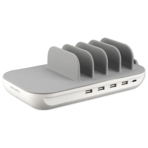 Kup 4smarts Family Evo 63W PD Ladestation mit kabellosem Laden und Kabel-Set grau-weiß - 4SMR50 - {ean13} - Sklep Home Screen