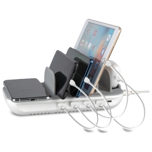 Kup Stație de încărcare 4smarts Family Evo 63W PD cu încărcare wireless și kit de cabluri gri-alb. - 4SMR50 - {ean13} - Sklep Home Screen