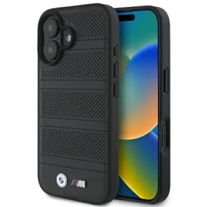 Buy BMW BMHMP16S23PUSPK Apple iPhone 16 hardcase M Perforated And Stitched Line MagSafe black - BMW706 - {ean13} - Home Screen Store Europe