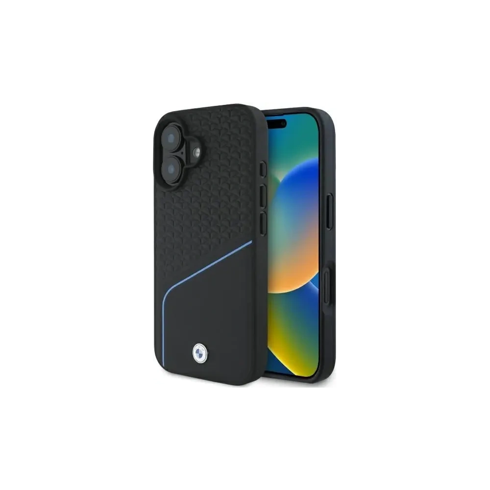 Etui BMW BMHMP16S23RDCLK Apple iPhone 16 hardcase Sign Leather Textured And Line MagSafe czarny/black