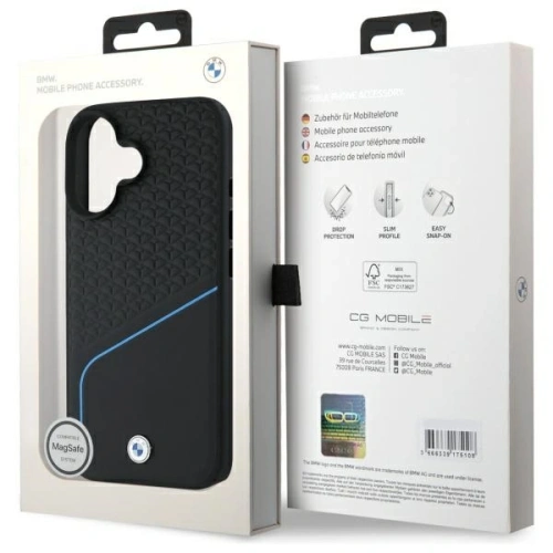 Kup BMW BMHMP16S23RDCLK Apple iPhone 16 kemény tok Sign Leather Textured And Line MagSafe fekete - BMW707 - {ean13} - Sklep Home Screen