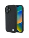 BMW BMHMP16S23RDDK Apple iPhone 16 carcasă dură din piele semnată cu diamant și logo metalic MagSafe negru