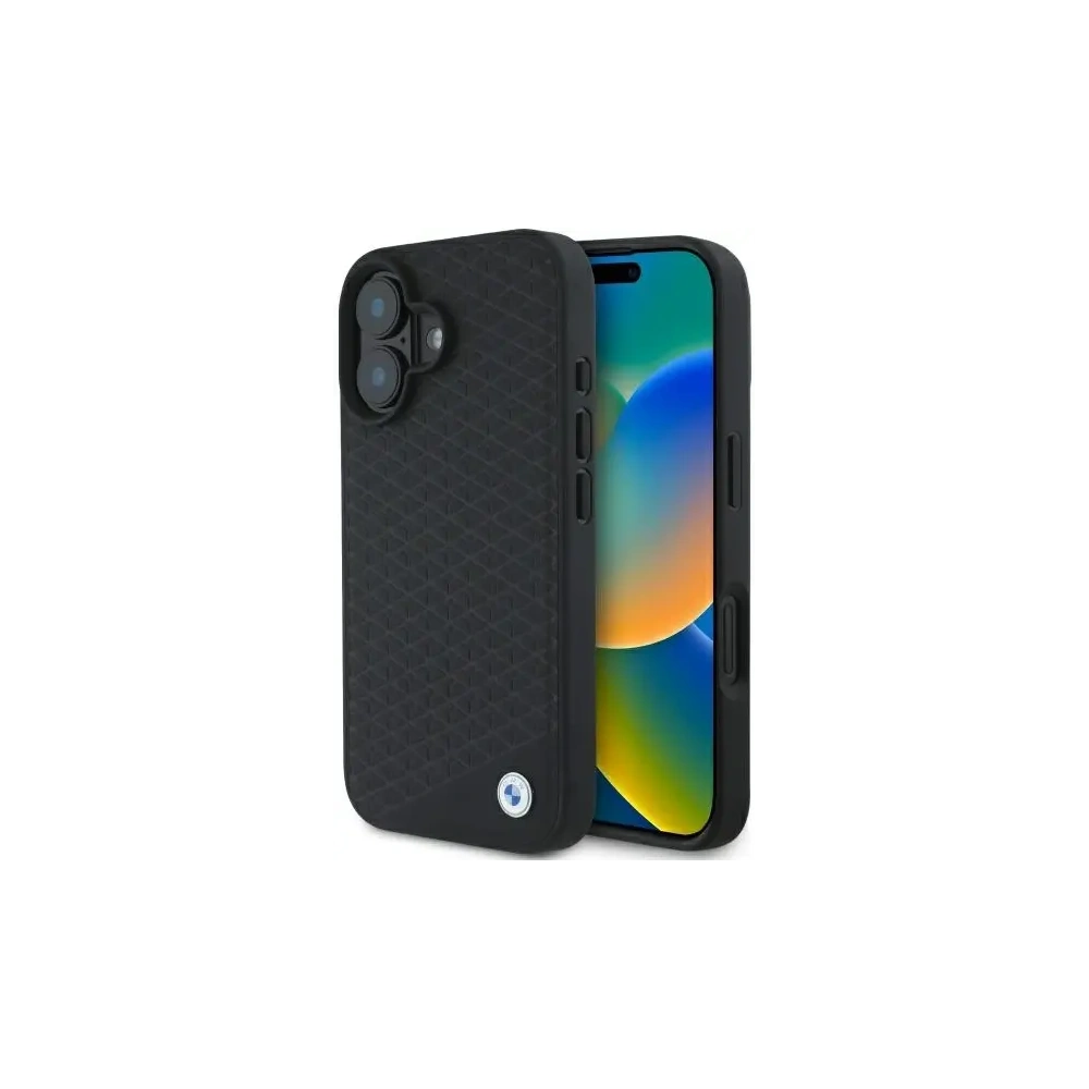 Etui BMW BMHMP16S23RDDK Apple iPhone 16 hardcase Sign Leather Diamond Metal Logo MagSafe czarny/black