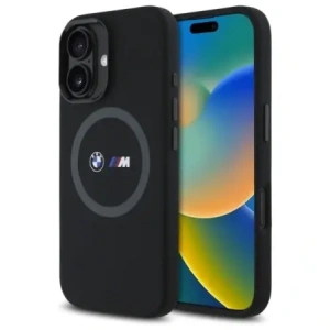 Buy BMW BMHMP16S23SROK Apple iPhone 16 hardcase M Silicone Printed Ring MagSafe black - BMW709 - {ean13} - Home Screen Store Europe