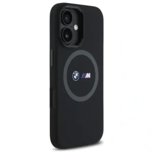 Kup BMW BMHMP16S23SROK Apple iPhone 16 husă din silicon cu imprimeu și inel MagSafe neagră - BMW709 - {ean13} - Sklep Home Screen