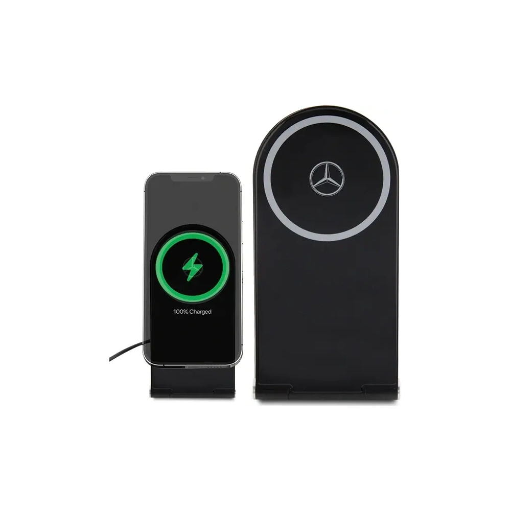 Składana ładowarka bezprzewodowa 2w1 Mercedes MEMFBGSLK 15W Silver Star MagSafe czarny/black