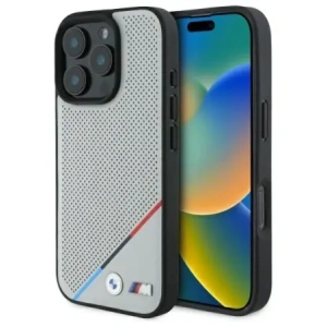 Kup Etui BMW BMHMP16X23PUPDG Apple iPhone 16 Pro Max hardcase M Perforated Tricolor Line MagSafe szary/grey - BMW711 - {ean13} - Sklep Home Screen