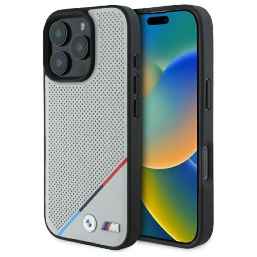 Buy BMW BMHMP16X23PUPDG Apple iPhone 16 Pro Max hardcase M Perforated Tricolor Line MagSafe grey - BMW711 - {ean13} - Home Screen Store Europe
