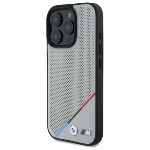 Buy BMW BMHMP16X23PUPDG Apple iPhone 16 Pro Max hardcase M Perforated Tricolor Line MagSafe grey - BMW711 - {ean13} - Home Screen Store Europe