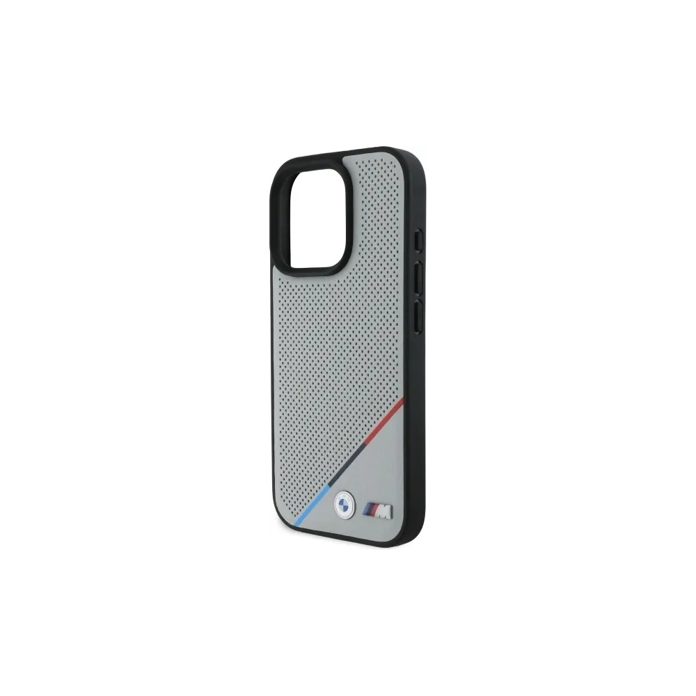 Etui BMW BMHMP16X23PUPDG Apple iPhone 16 Pro Max hardcase M Perforated Tricolor Line MagSafe szary/grey