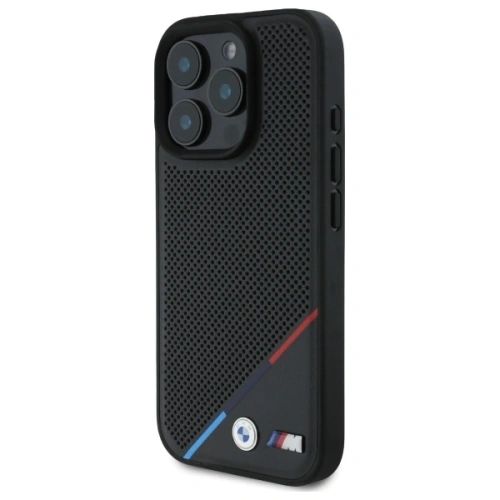 Buy BMW BMHMP16X23PUPDK Apple iPhone 16 Pro Max hardcase M Perforated Tricolor Line MagSafe black - BMW712 - {ean13} - Home Screen Store Europe