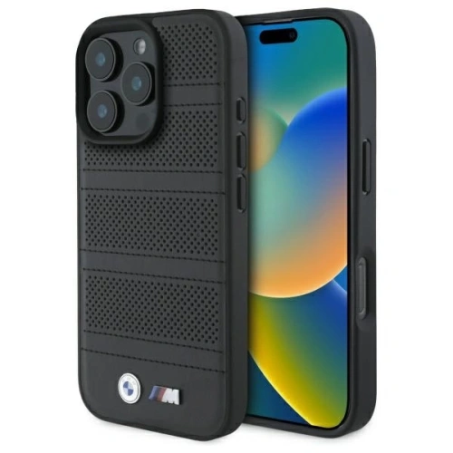 Buy BMW BMHMP16X23PUSPK Apple iPhone 16 Pro Max hardcase M Perforated And Stitched Line MagSafe black - BMW713 - {ean13} - Home Screen Store Europe