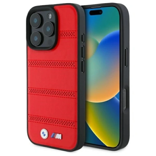 Buy BMW BMHMP16X23PUSPR Apple iPhone 16 Pro Max hardcase M Perforated And Stitched Line MagSafe red - BMW714 - {ean13} - Home Screen Store Europe