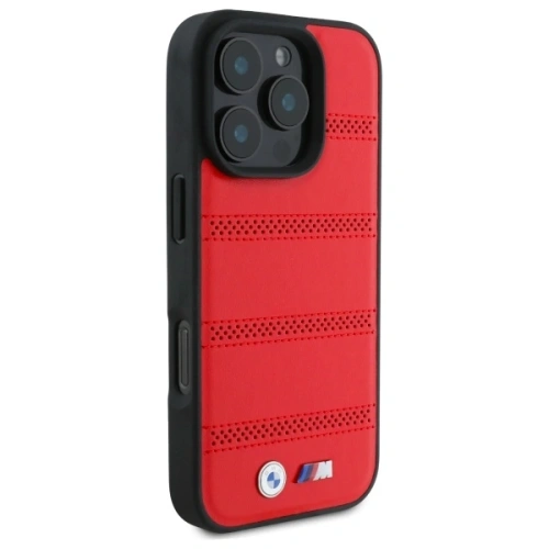 Buy BMW BMHMP16X23PUSPR Apple iPhone 16 Pro Max hardcase M Perforated And Stitched Line MagSafe red - BMW714 - {ean13} - Home Screen Store Europe