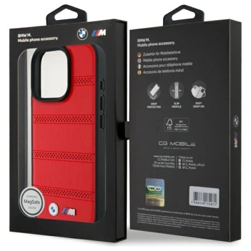 Buy BMW BMHMP16X23PUSPR Apple iPhone 16 Pro Max hardcase M Perforated And Stitched Line MagSafe red - BMW714 - {ean13} - Home Screen Store Europe
