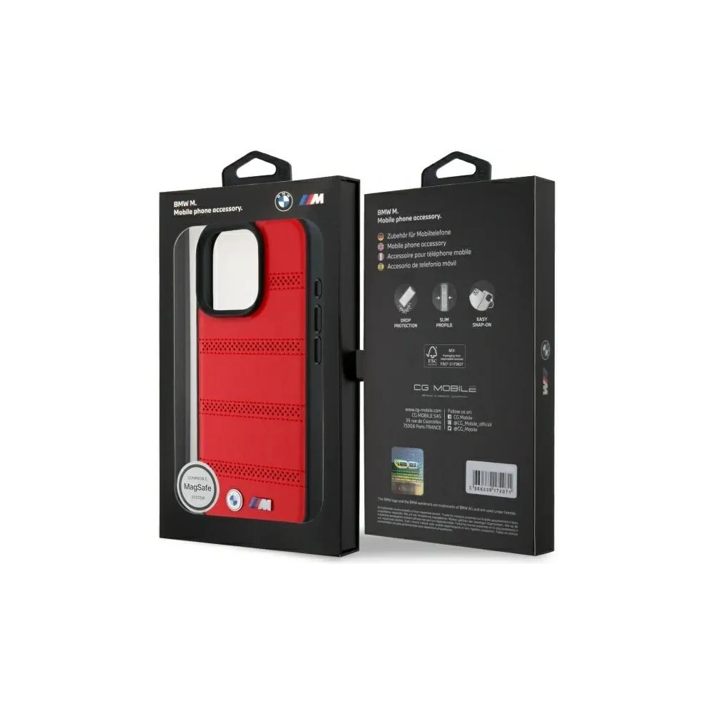 Etui BMW BMHMP16X23PUSPR Apple iPhone 16 Pro Max hardcase M Perforated And Stitched Line MagSafe czerwony/red