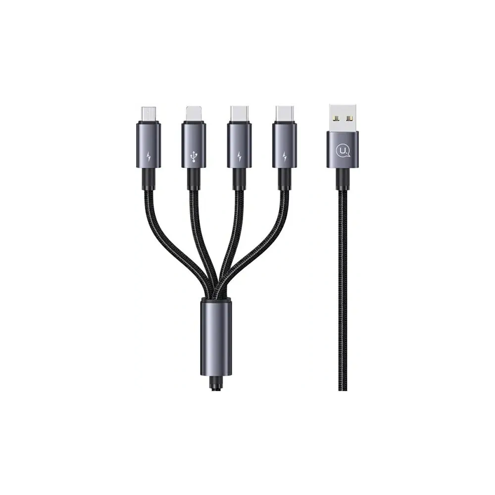 Kabel USAMS USB-A / 2xUSB-C, Lightning, MicroUSB 15W 1.2m Aluminum Alloy Data Cable Sufeng Series