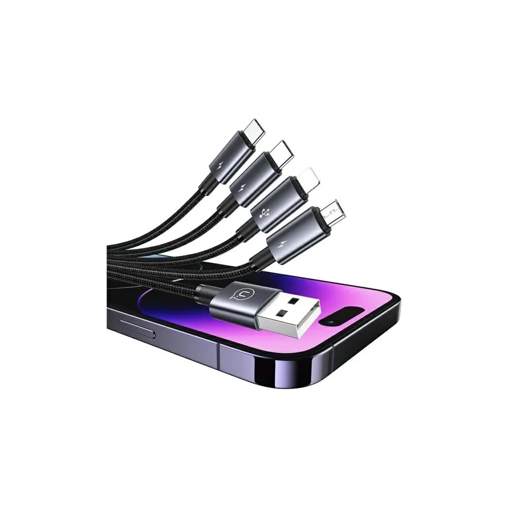 Kabel USAMS USB-A / 2xUSB-C, Lightning, MicroUSB 15W 1.2m Aluminum Alloy Data Cable Sufeng Series